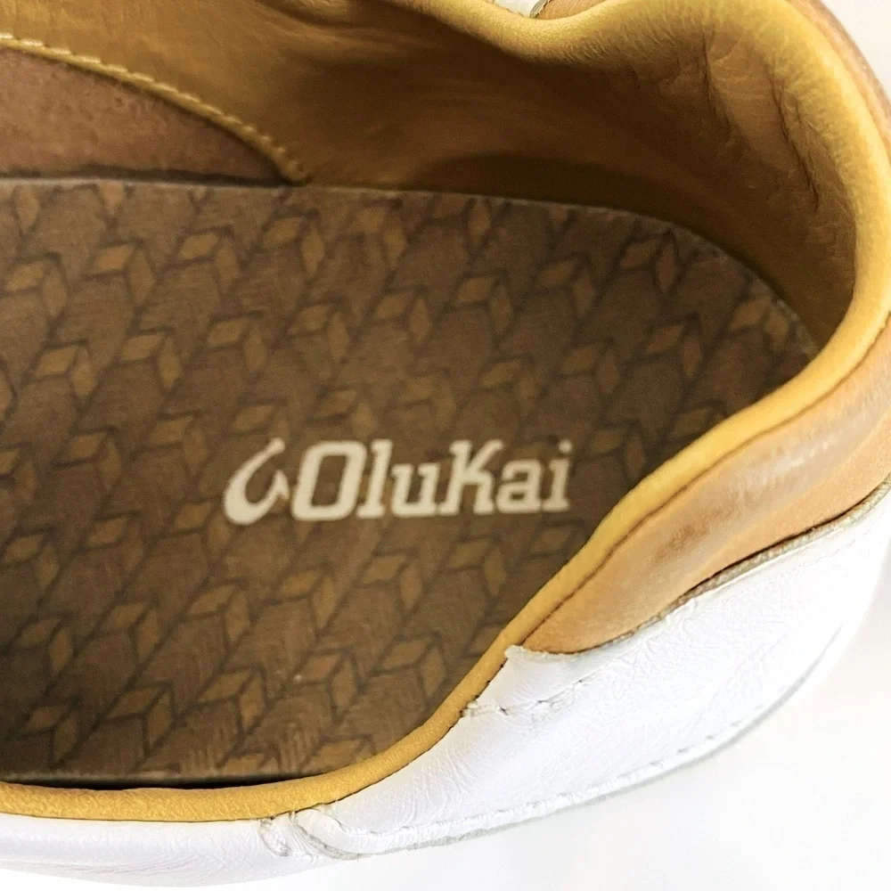 Olukia Lae’ahi Li ‘lil White Leather Waterproof Sneakers Size 11.5